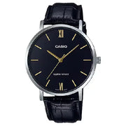 Casio Enticer Analog MTP-VT01L-1BUDF Black Dial Leather Strap Men's Watch