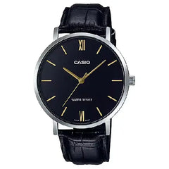 Casio Enticer Analog MTP-VT01L-1BUDF Black Dial Leather Strap Men's Watch