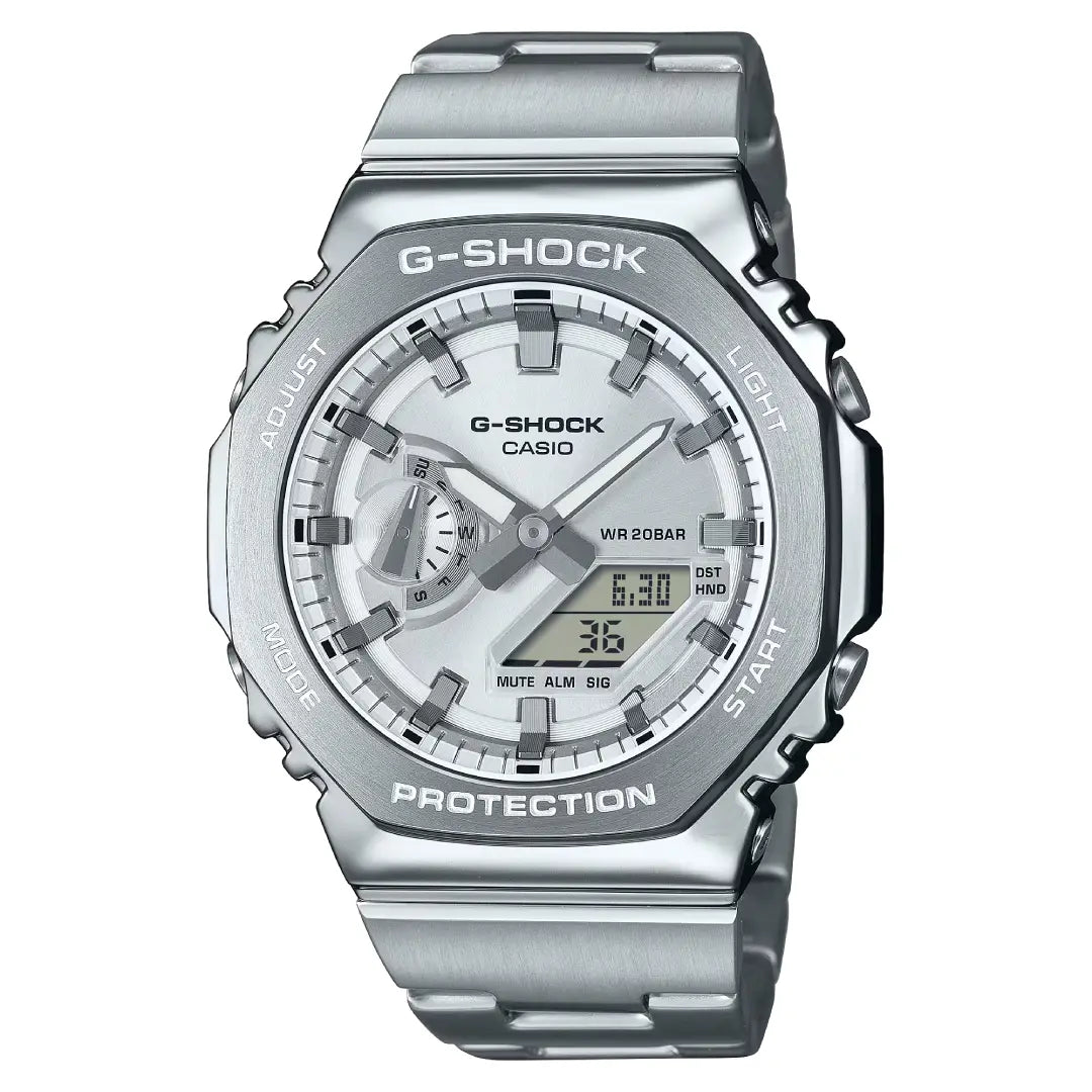 Casio G-Shock GM-2110D-7ADR Silver Dial Stainless Steel Men's Watch