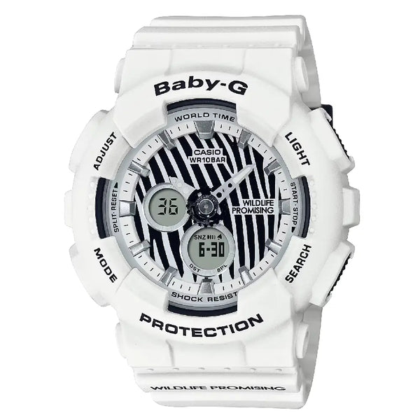 【極美品】Baby-G BA-120WLP-7AJ コラボモデル※箱、巾着付属 Casio Baby-G BA-120WLP-7A Analog-Digital White Zebra Print Dial