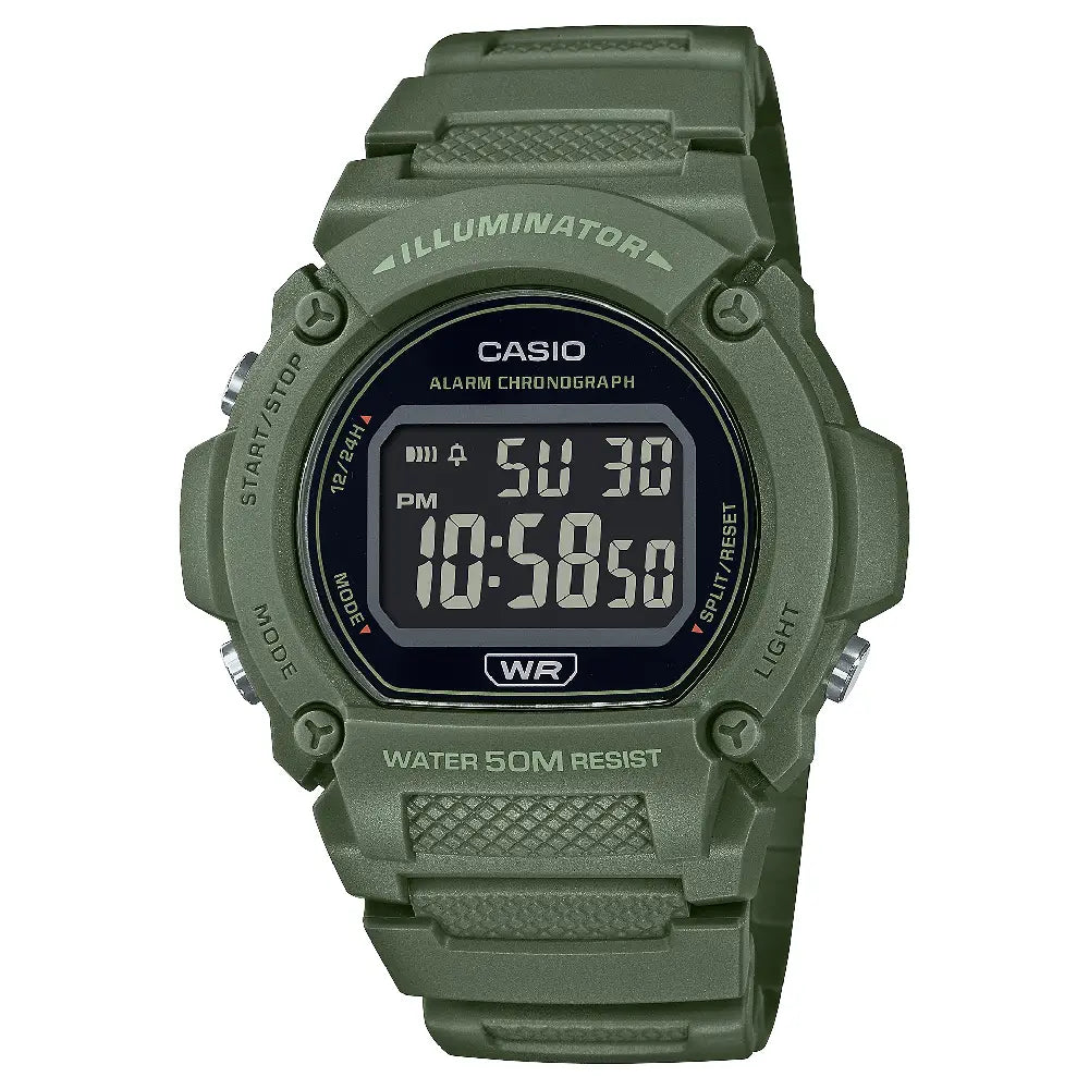 Casio Digital W-219HC-3BVDF Black Display Dial Resin Strap Men's Watch