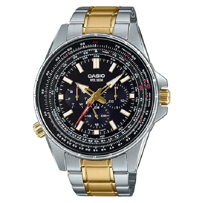 Casio Enticer MTP-SW320SG-1AVDF Multi-Hand Analog Black Dial Stainless Steel Men's Watch