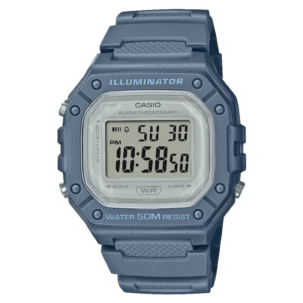 Casio Digital W-218HC-2AVDF Silver Display Dial Resin Strap Men's Watch