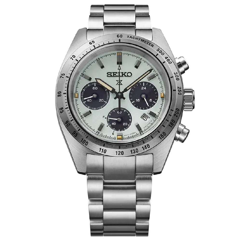 Seiko Prospex Speedtimer SSC965P1 Youngtimer "Seitona / Panda" Solar Chronograph Mint Green Dial 39mm Stainless Steel Men's Watch