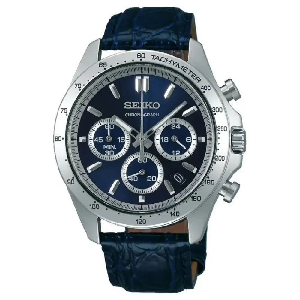 Seiko Spirit Chronograph SBTR019 (Made in Japan) Blue Dial 39.8mm Leather Strap Men's Watch