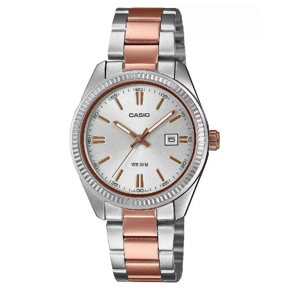 Casio Enticer Ladies Analog LTP-1302PRG-7AVEF Silver Dial Stainless Steel Women's Watch