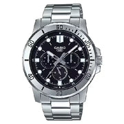 Casio Enticer MTP-VD300D-1EUDF Multifunction Black Dial Stainless Steel Men's Watch