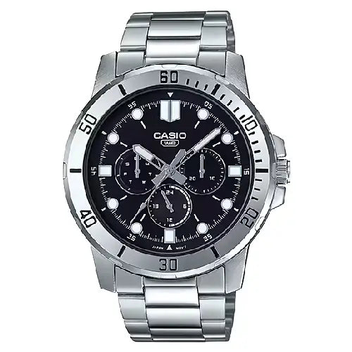 Casio Enticer MTP-VD300D-1EUDF Multifunction Black Dial Stainless Steel Men's Watch