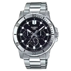 Casio Enticer MTP-VD300D-1EUDF Multifunction Black Dial Stainless Steel Men's Watch