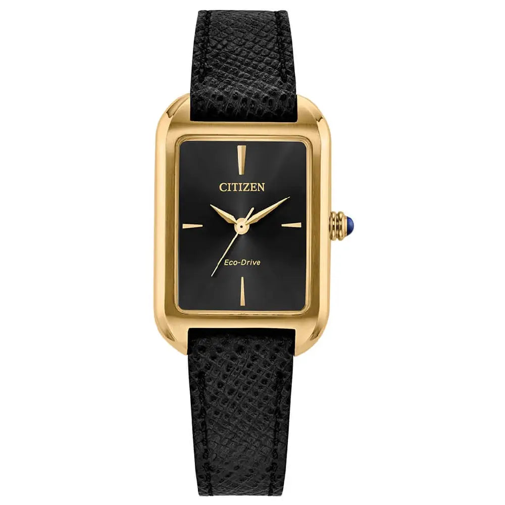 Citizen Eco-Drive L Ambiluna EM1192-01E women's watch black dial leather strap