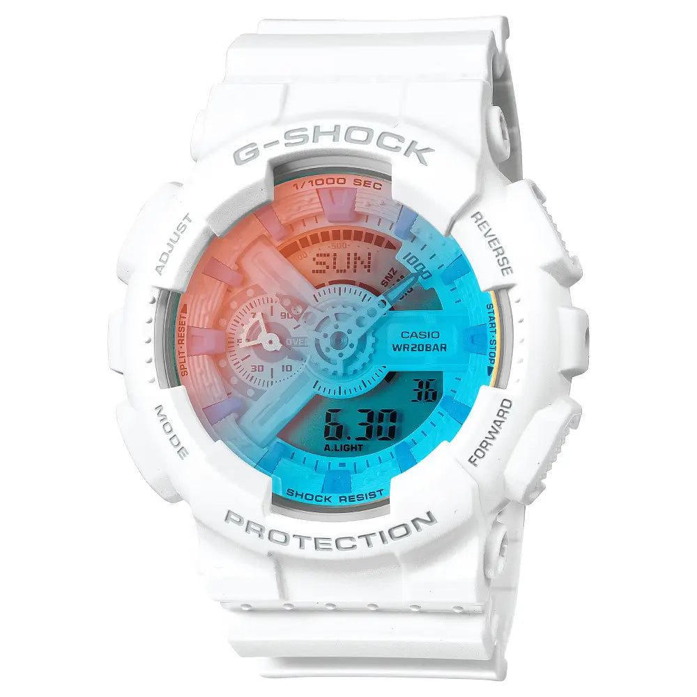 Casio G Shock GA-110TL-7A Analog-Digital "Beach Time" White Dial Resin Strap Men's Watch