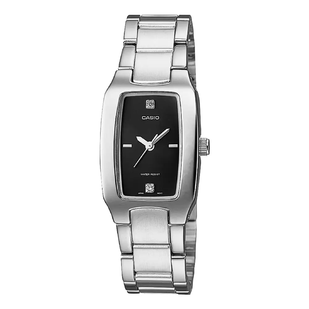 Casio Enticer Ladies Analog LTP-1165A-1C2DF Black Dial Stainless Steel Women's Watch
