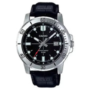 Casio Enticer Analog MTP-VD01L-1EVUDF Black Dial Leather Strap Men's Watch