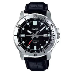 Casio Enticer Analog MTP-VD01L-1EVUDF Black Dial Leather Strap Men's Watch