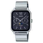 Casio Enticer MTP-M305D-1AVDF Multi-Hand Moon Phase Analog Black Dial Stainless Steel Men's Watch