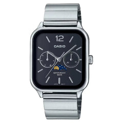 Casio Enticer MTP-M305D-1AVDF Multi-Hand Moon Phase Analog Black Dial Stainless Steel Men's Watch