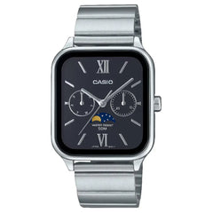 Casio Enticer MTP-M305D-1A2VDF Multi-Hand Moon Phase Analog Black Dial Stainless Steel Men's Watch
