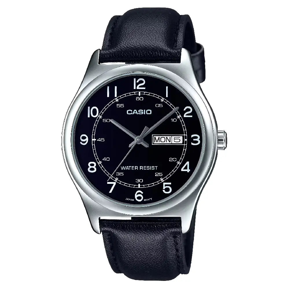 Casio Enticer Classic Analog MTP-V006L-1B2UDF Black Dial Leather Strap Men's Watch