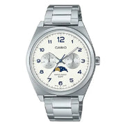 Casio Enticer MTP-M300D-7AVDF Multi-Hand Moon Phase Analog White Dial Stainless Steel Men's Watch
