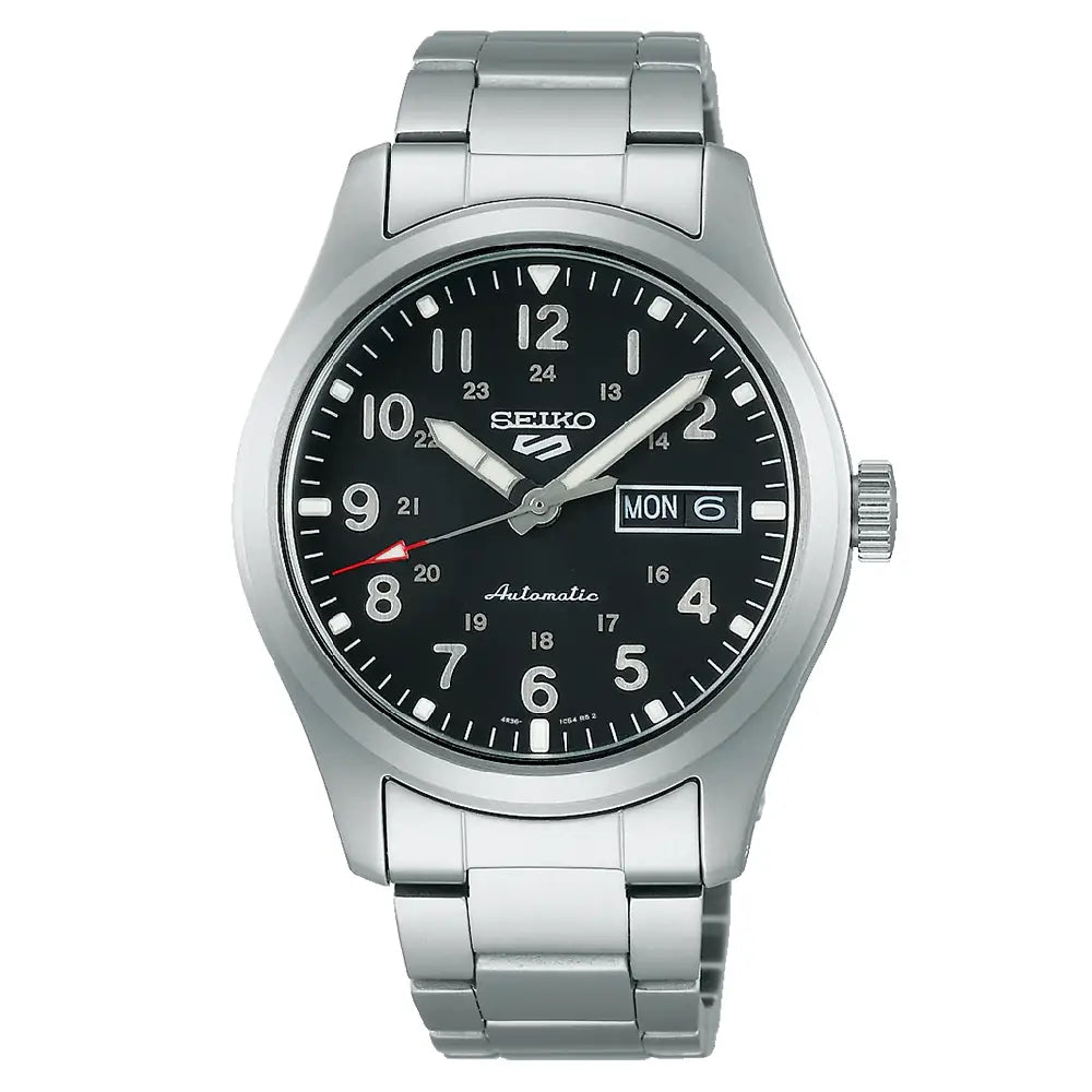 Seiko 5 Sports SRPG27K1 Automatic Field Watch Black 39.4mm Dial Stainless Steel Men's Watch