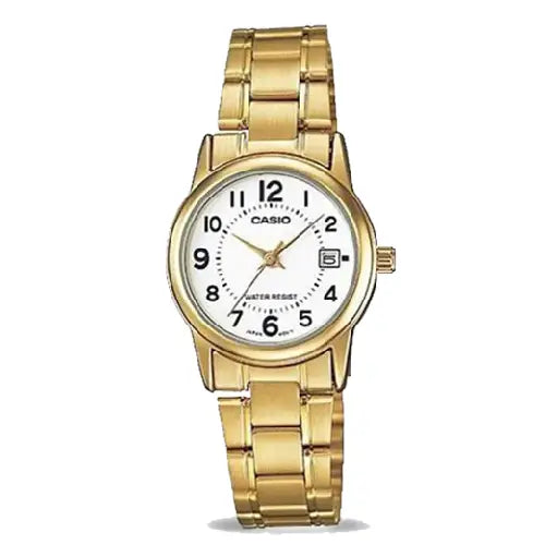 Casio Enticer Ladies Analog LTP-V002G-7BUDF White Dial Stainless Steel Women's Watch