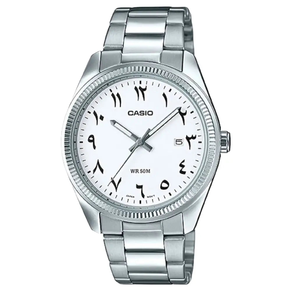 Casio Rare Classic MTP-1302D-7B3 Analog White Arabic Dial Stainless Steel Men's Watch