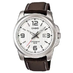 Casio Collection Analog MTP-1314L-7AVDF White Dial Leather Strap Men's Watch