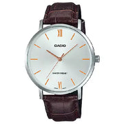 Casio Enticer Analog MTP-VT01L-7B2UDF Silver Dial Leather Strap Men's Watch