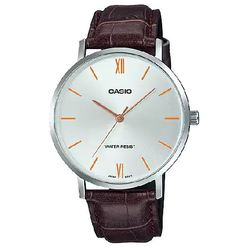 Casio Enticer Analog MTP-VT01L-7B2UDF Silver Dial Leather Strap Men's Watch