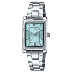 Casio Enticer Tonneau 21mm LTP-1234DD-2ADF Light Blue Dial Stainless Steel Women's Watch