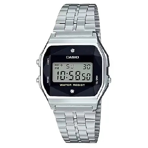 Casio Vintage Digital A159WAD-1DF Black Dial Stainless Steel Unisex Watch