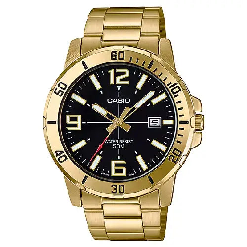 Casio Enticer MTP-VD01G-1BVUDF Date Analog Black Dial Stainless Steel Men's Watch