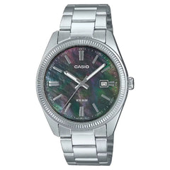 Casio Analog MTP-1302DS-1AVDF Mother of Pearl Black Dial Stainless Steel Men's Watch