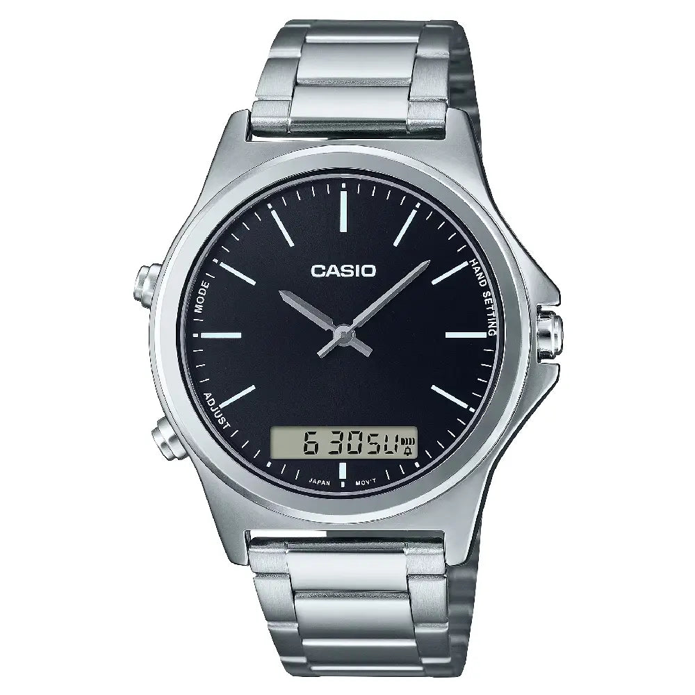 Casio Enticer MTP-VC01D-1EUDF Analog Digital Black Dial Stainless Steel Men's Watch