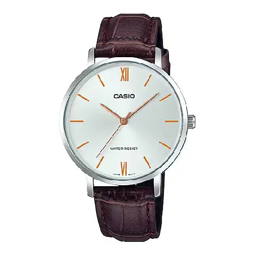 Casio Enticer Ladies Analog LTP-VT01L-7B2UDF Silver Dial Leather Strap Women's Watch