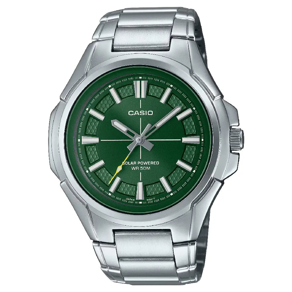 Casio Enticer MTP-RS100D-3AVDF Solar Powered Analog Green Dial Stainless Steel Men's Watch
