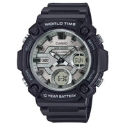 Casio Analog-Digital World Time AEQ-120W-7AVDF with Fishing Timer Grey Dial Resin Strap Men's Watch