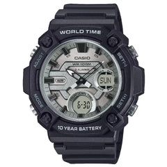 Casio Analog-Digital World Time AEQ-120W-7AVDF with Fishing Timer Grey Dial Resin Strap Men's Watch