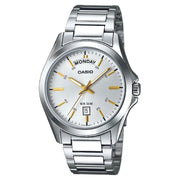 Casio Enticer Analog Day-Date MTP-1370D-7A2VDF Silver Dial Stainless Steel Men's Watch