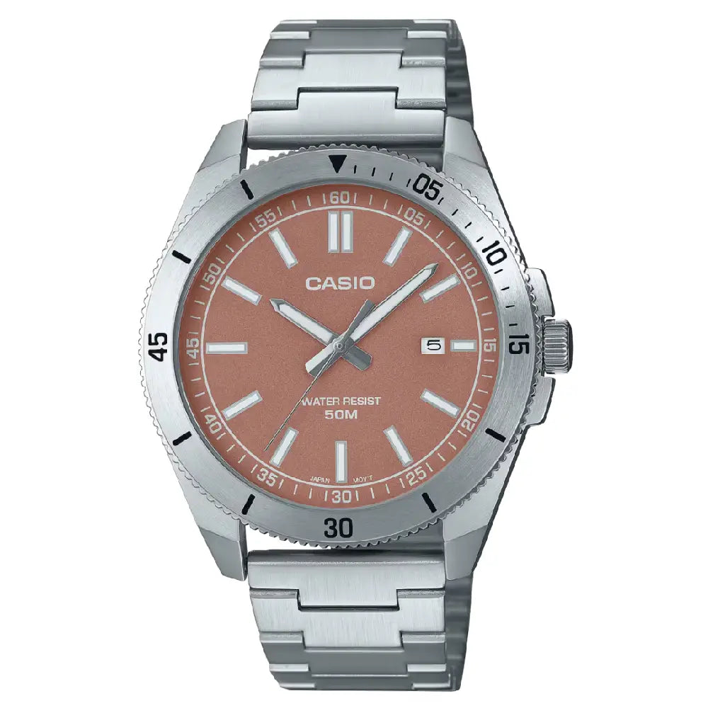 Casio Collection Analog MTP-B155D-5EVDF Red Dial Stainless Steel Men's Watch