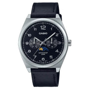 Casio Enticer MTP-M300L-1AVDF Multi-Hand Moon Phase Analog Black Dial Leather Strap Men's Watch