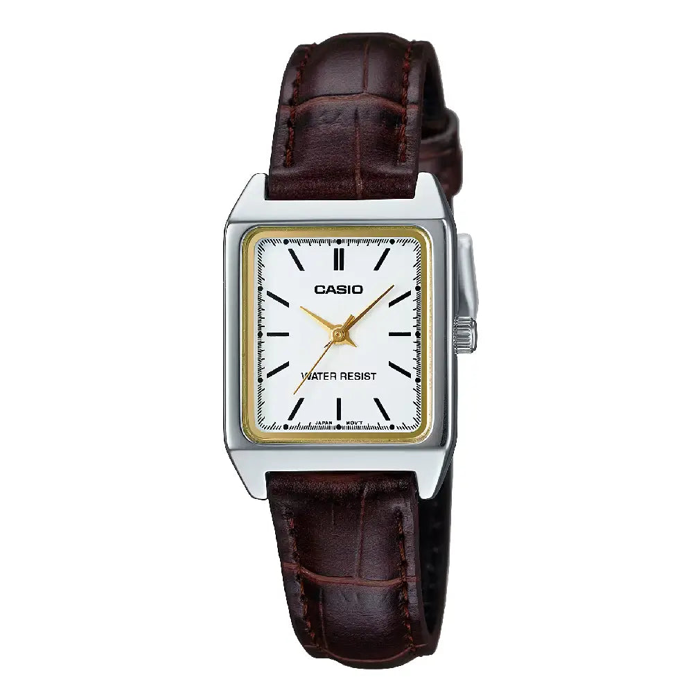 Casio Enticer Ladies Analog LTP-V007L-7E2UDF White Dial Leather Strap Women's Watch