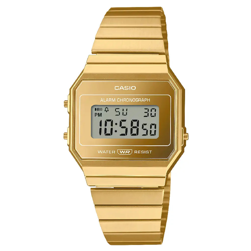 Casio Vintage Digital A700WEVG-9ADF Gold Dial Stainless Steel Unisex Watch