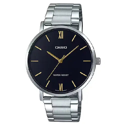 Casio Enticer MTP-VT01D-1BUDF Classic Analog Black Dial Stainless Steel Men's Watch
