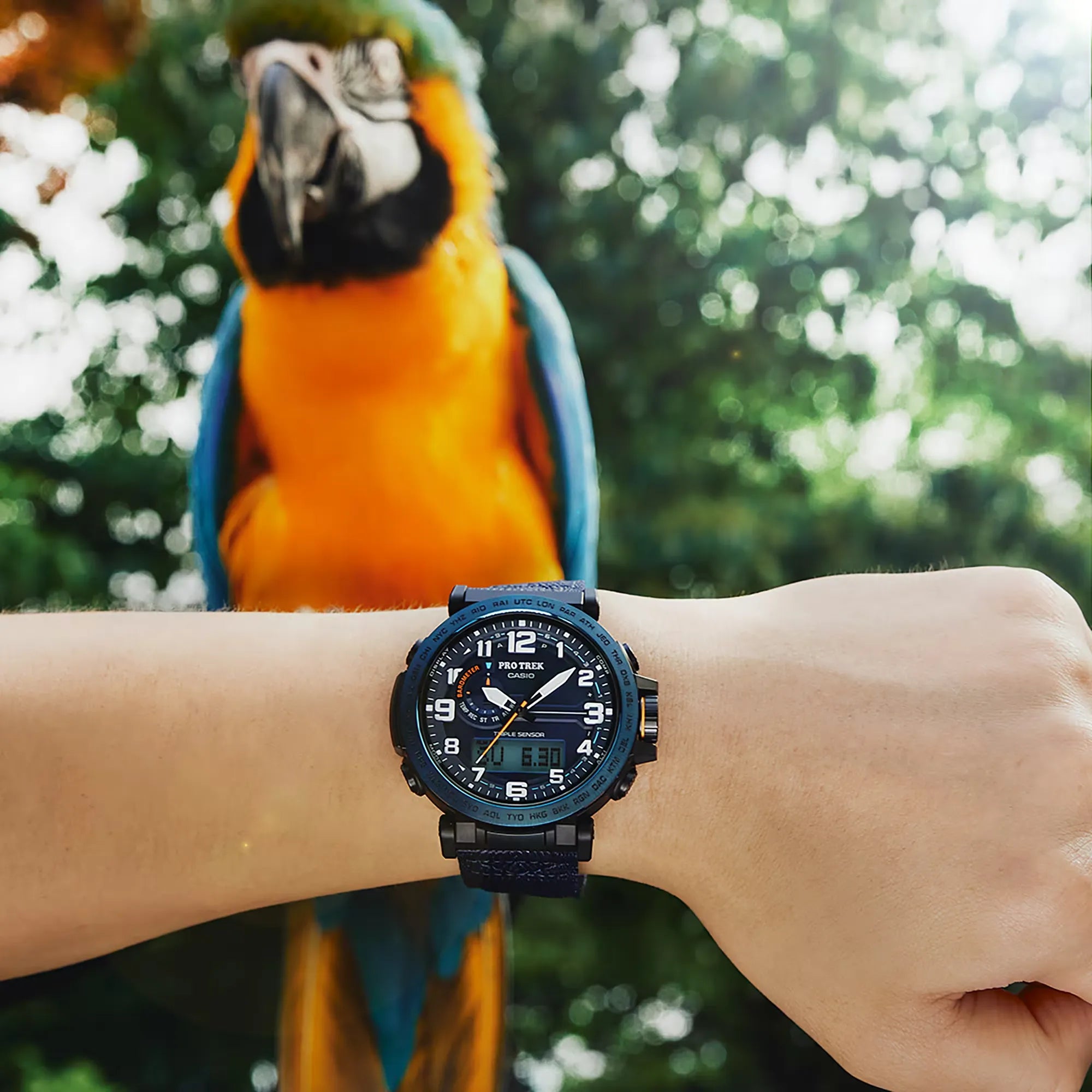 Casio- Pro Trek Climber Line PRG-601YB-2DR Blue Dial Recycled Fabric Strap Men's Watch