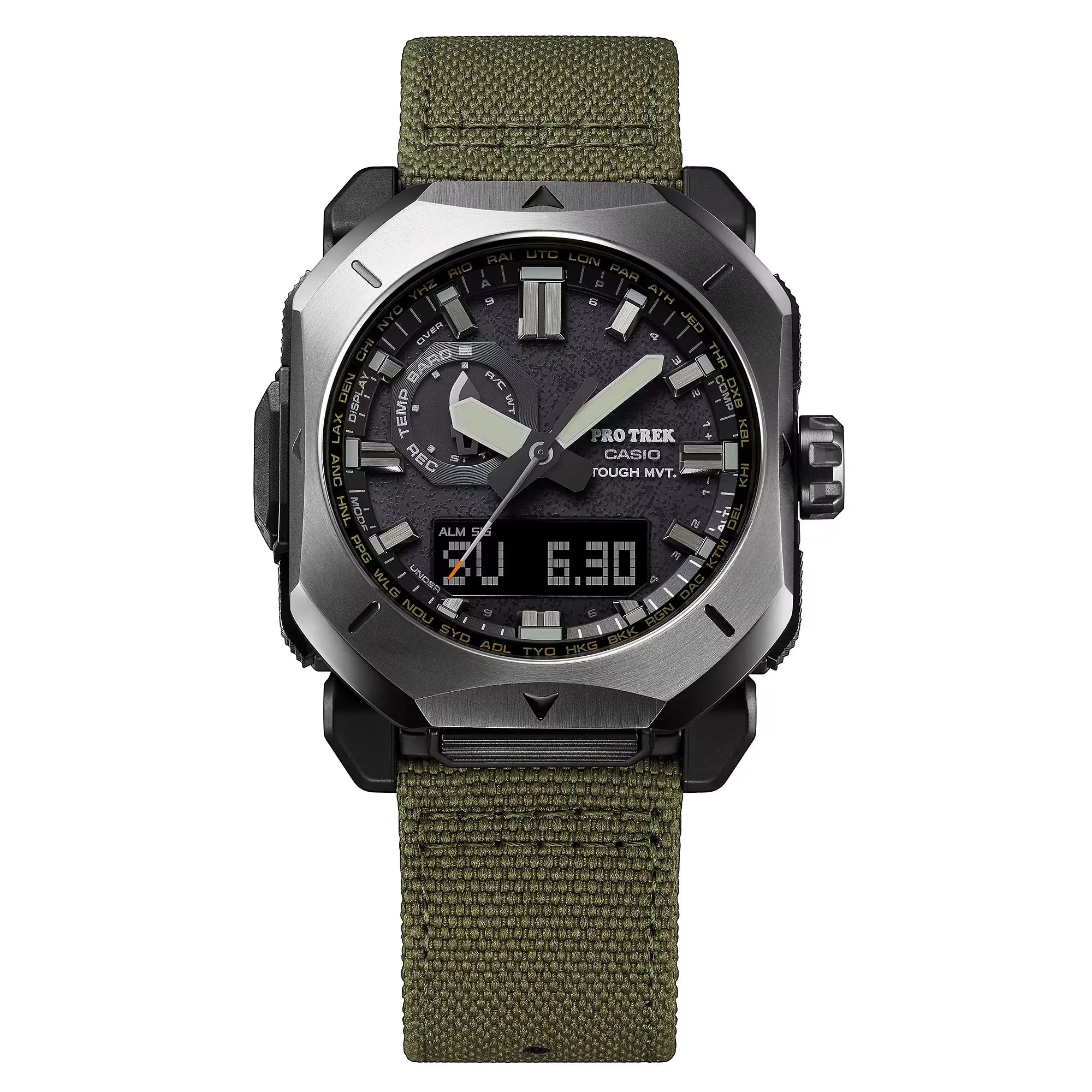 Casio Pro Trek Climber Line PRW-6900YB-3DR Black Dial Green CORDURA Strap Men's Watch