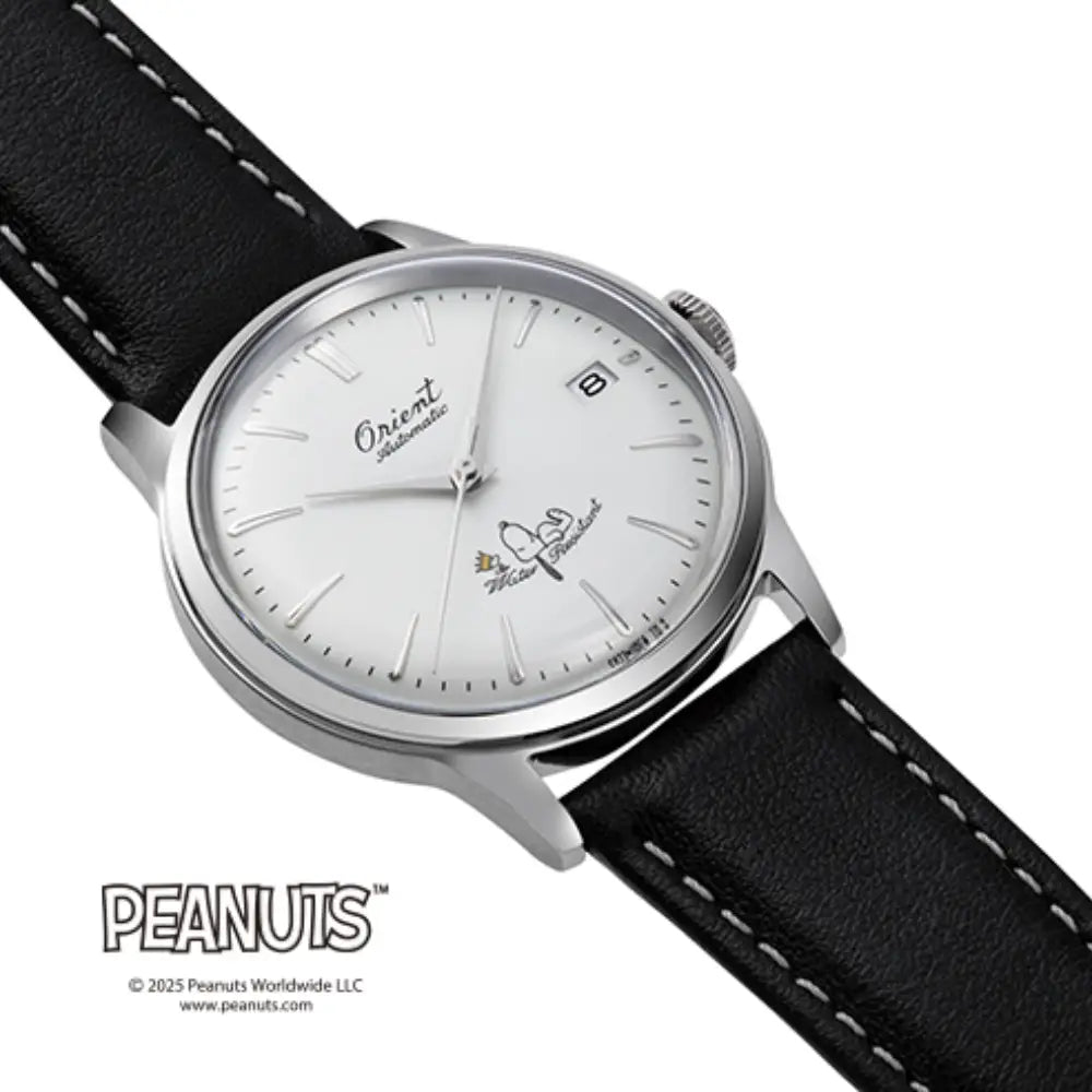 Orient x Peanuts Bambino Automatic RA-AC0M16S30B White Dial Leather Strap Men's Watch