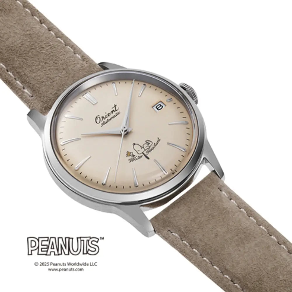 Orient x Peanuts Automatic RA-AC0M17G30B Ivory Dial Leather Strap Men's Watch