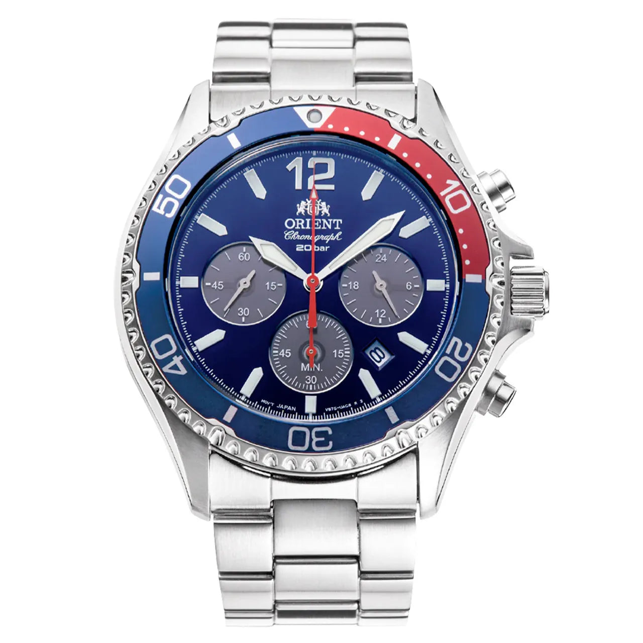 Orient Mako Solar Chronograph RA-TX0201L10B Blue Dial Stainless Steel Men's Watch