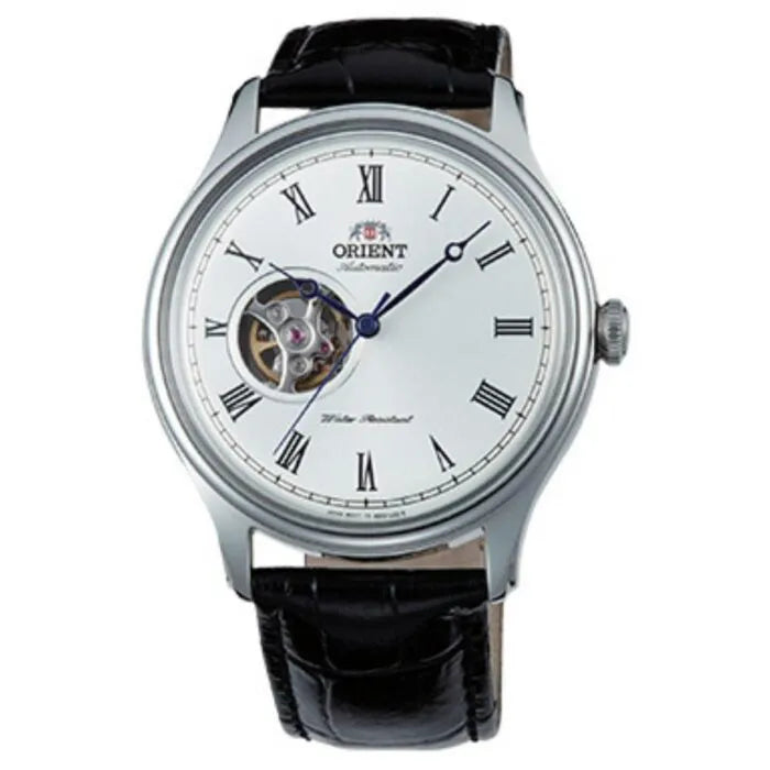 Orient SAG00003W Automatic Semi Skeleton White Dial Leather Strap Men’s Watch